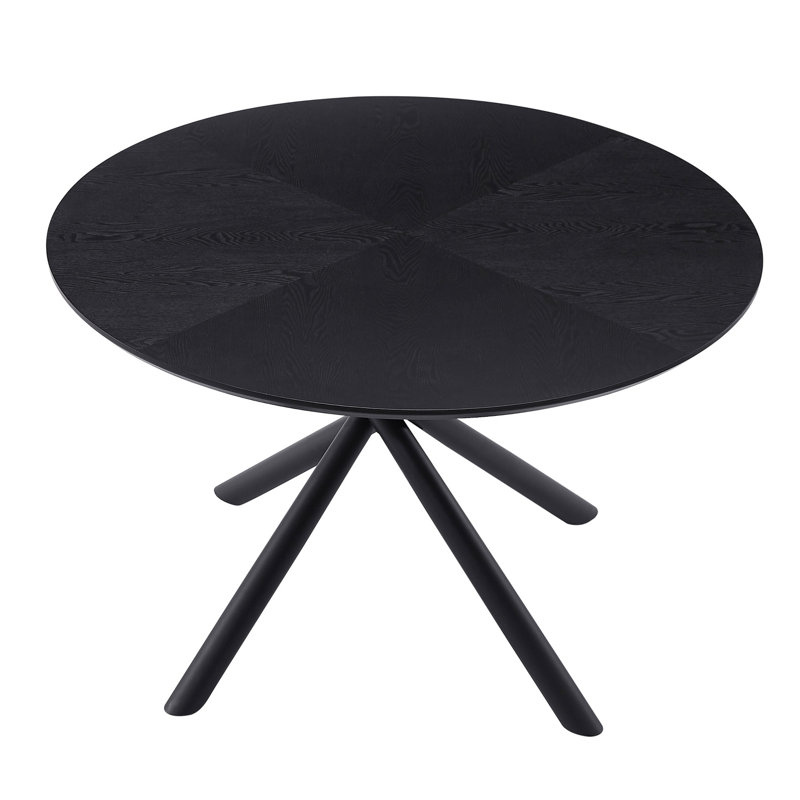 Table noire de 48,62 po avec support en métal, et table basse noire à la mode et facile à installer, base supérieure, fabrication, à nettoyer