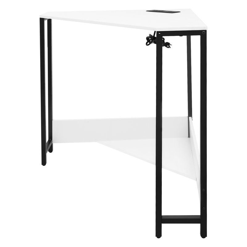 Humza Metal Base Computer Desk with Power Outlet, White