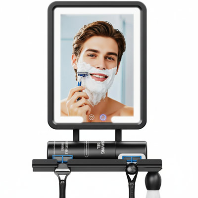 Heated Fogless Shower Mirror for Shaving and Makeup, Dimmable Lights, No Drilling
