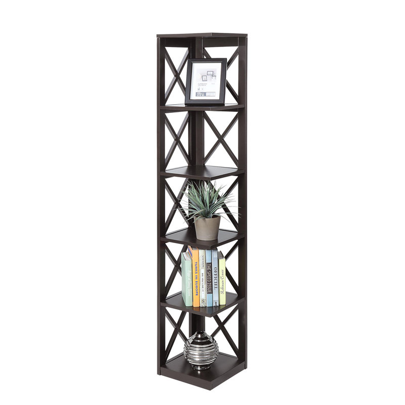 Darek 63.75" H x 12" W Corner Bookcase, Espresso