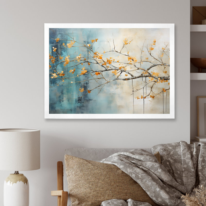 «Orange Teal», impression sur toile, H 34 po x l 44 po x P 1,5 po, Cadre photo blanc