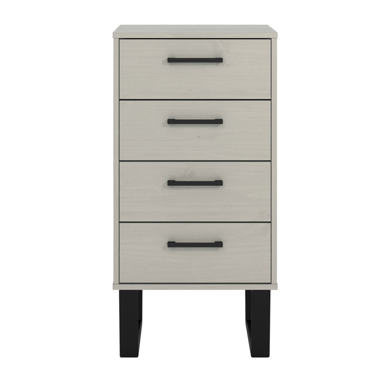 Frankenberry Industrial Design 4 Drawer Narrow Compact Chest of Drawers, Grey