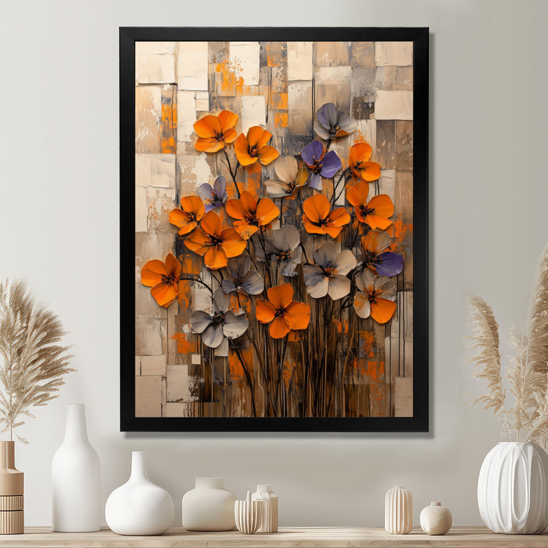 Bergues - impressions sur toile florales, H 44 po x l 34 po, Noir, Reproduction encadrée d'une seule photo