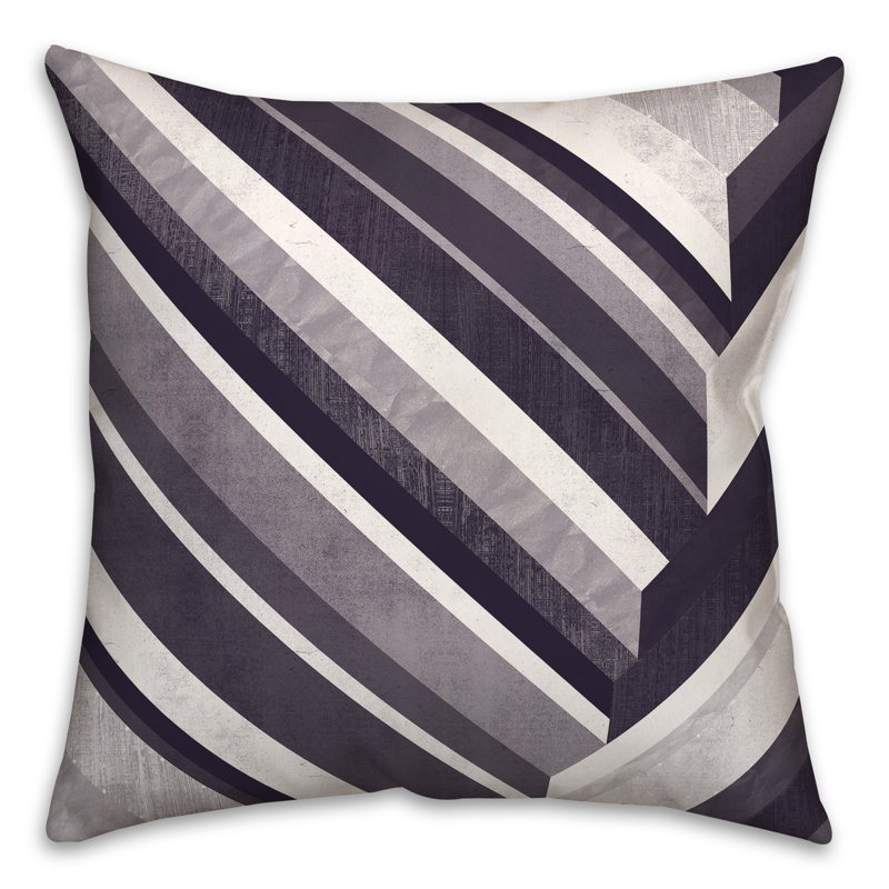 Striped Outdoor Reversible Throw Pillow, Navy