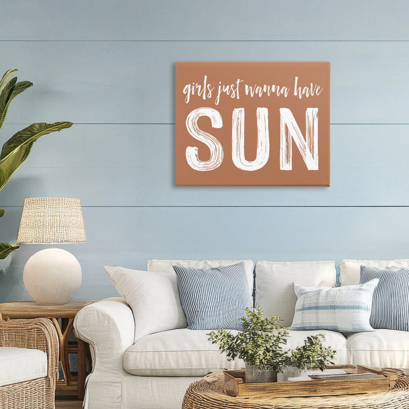 Filles qui veulent avoir une toile brun soleil, design avec lettres et doublure, H 24 po x l 30 po