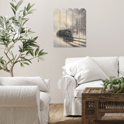 Snowy Locomotive by Lori Deiter - Unframed Painting Print on Wood