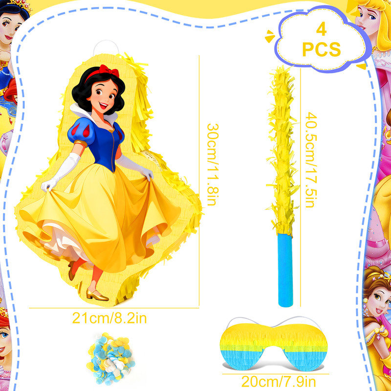Ensemble de 4 pièces princesse blanche neige Pinata, princesse blanche neige Pinatas