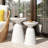 Modern Metal S/2 End Tables, White Powder-Coated With Robust Iron Frame And Elegant Pedestal For Office Storage Table Pair, Minimalist Design Stable Use-1541469269