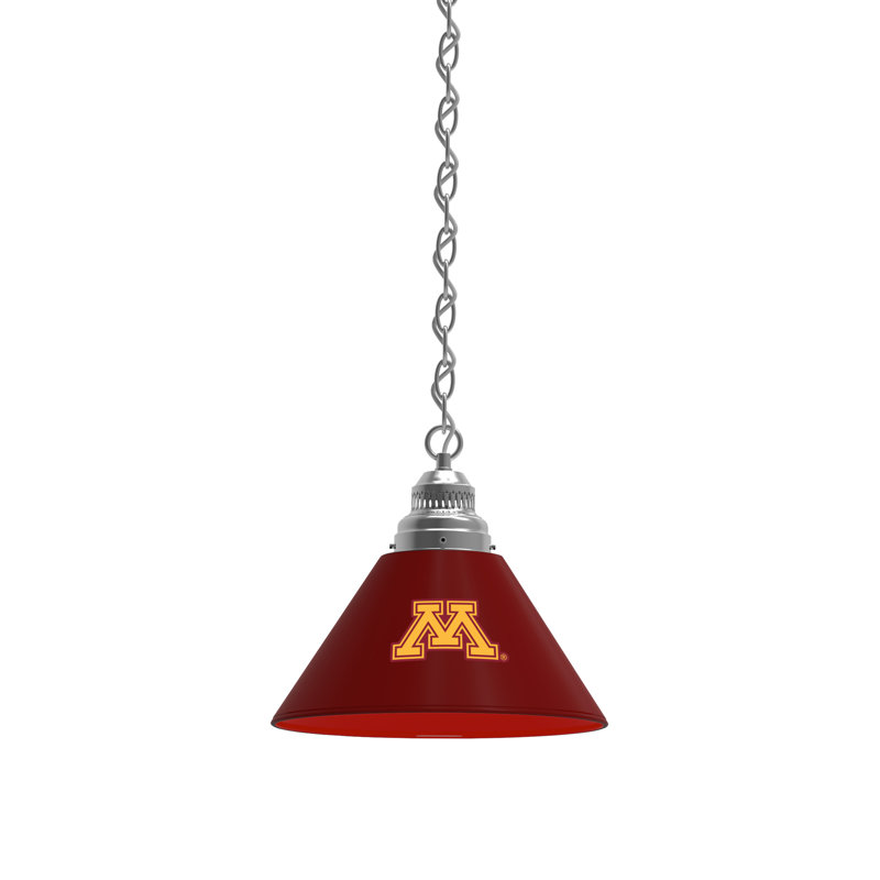 Luminaire suspendu conique à 1 lumière NCAA, Golden Gophers du Minnesota, Chrome
