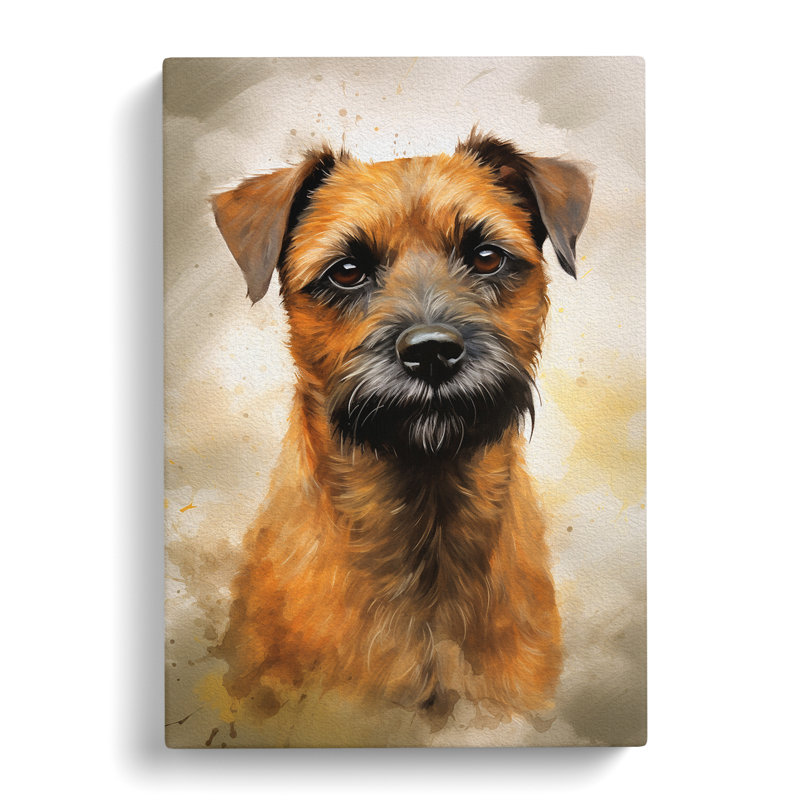 Border Terrier Modern - Wrapped Canvas, 60cm H x 40cm W x 3cm D