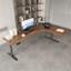 Bureau en bois massif en forme de L brun noisette + réglable en L noir + acier au carbone-826409524-826409529