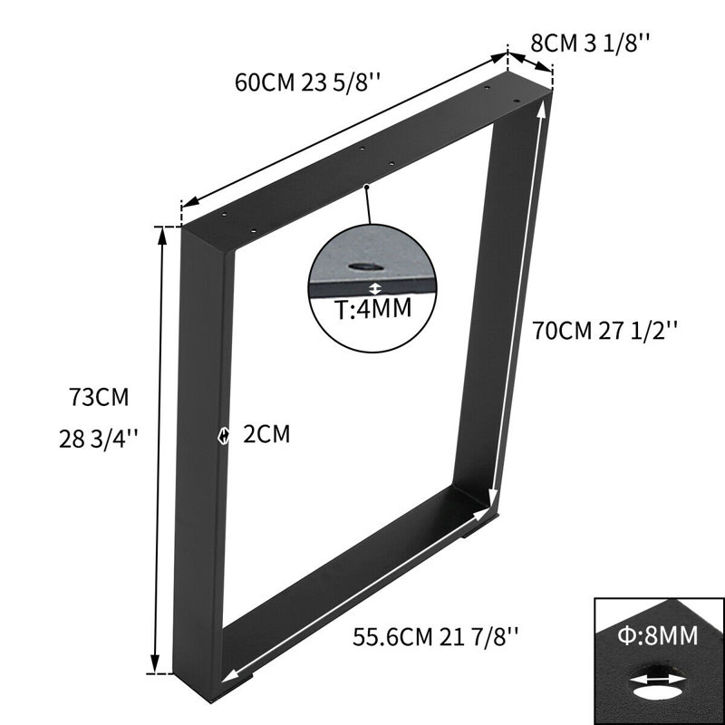 Ericjames Table Leg, 28" H x 23" W x 3.13" D