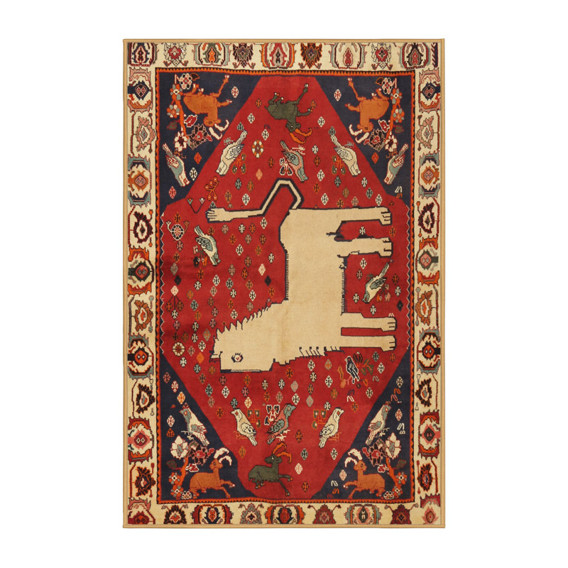 Tapis traditionnel orange / beige, Rectangle 6 pi x 9 pi