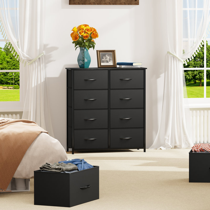33.7'' W 8 - Drawer Dresser, Black