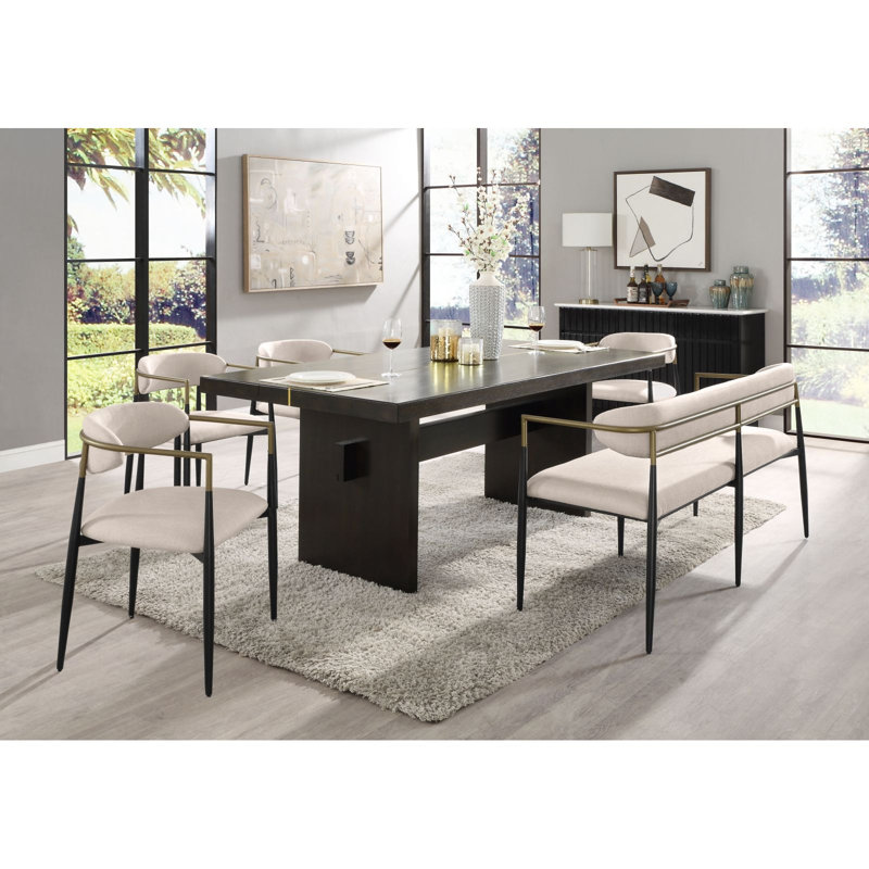 Fauteuil à dossier ouvert beige et noir (ensemble de 2)