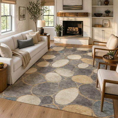 Tapis géométrique Chantille ACN3086 lavable à la machine pour intérieur/extérieur