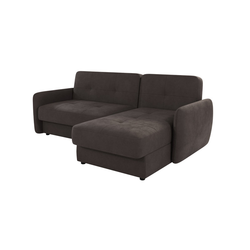 Modern Corner Chaise Sofa Jumbo with Sleeping Function And Storage, Brown - Khaki, Right Hand Facing