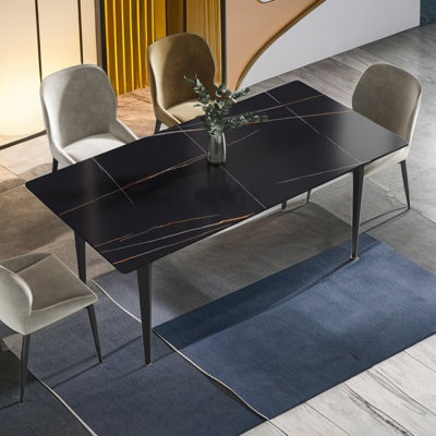 Yianna Modern Stone Dining Table for Modern Kitchen Living Room, Home and Office