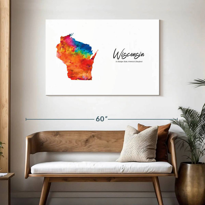 Carte de Aliaz Badger State, Wisconsin, H 30 po x l 45 po