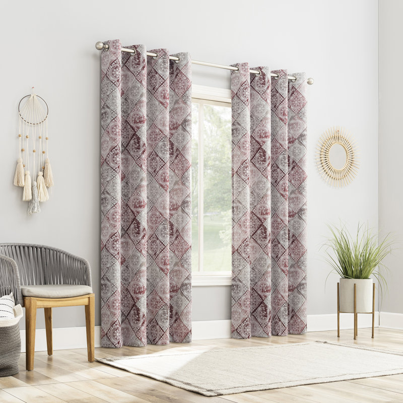 Global Medallion Print Room Darkening Grommet Curtain Panel - Basics by Wayfair™, 54" W x 95" L, Red