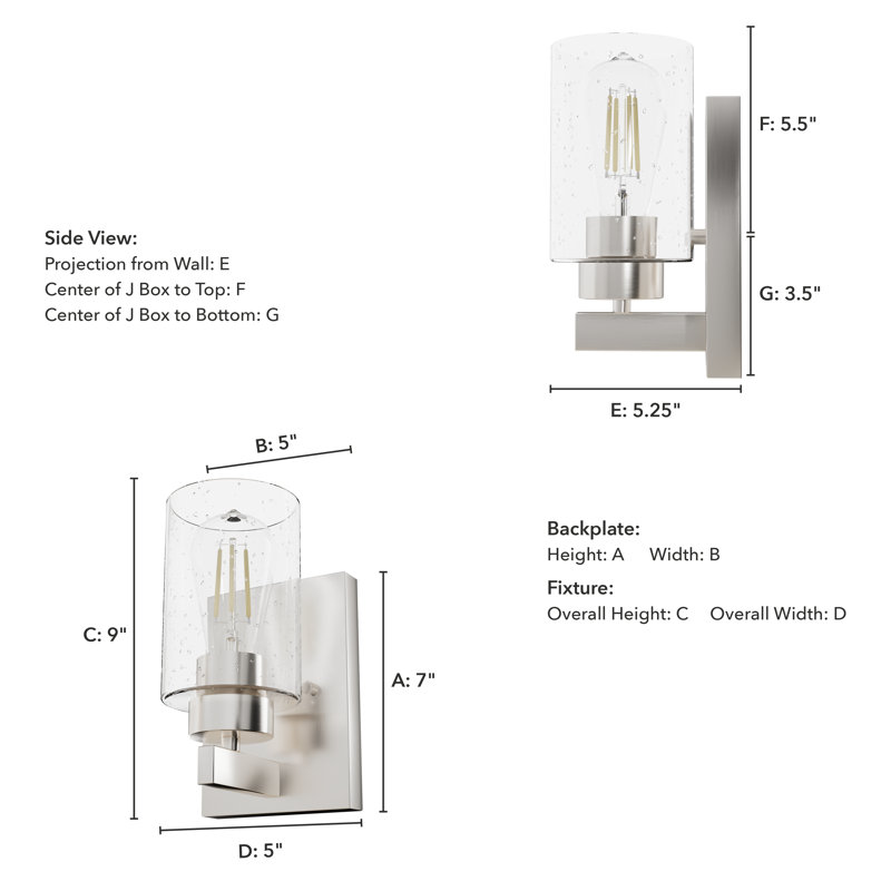 Hartland Aluminum Metal Armed Wall Sconce, Brushed Nickel