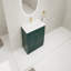 Lavabo de salle de bain sur pied 36 po en résine blanche et 2 portes d'armoire à fermeture en douceur-901683619