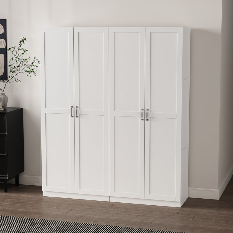 Armoire de rangement moderne Cornelia avec 11 tablettes fixes et réglables de couleur blanche, Blanc
