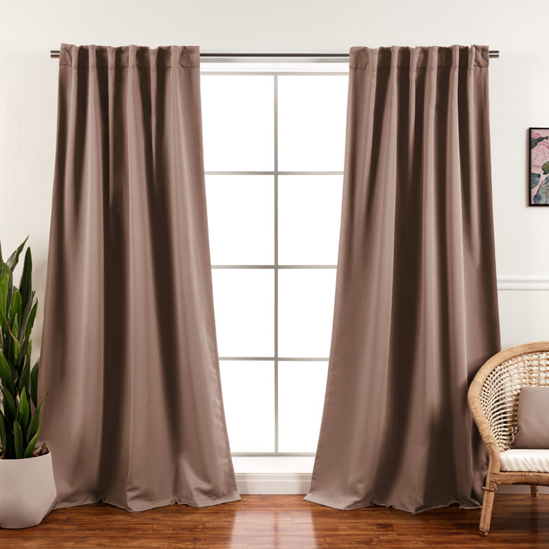 Bantam Solid Blackout Thermal Rod Pocket Curtain Panels, Mocha, 52" W x 96" L