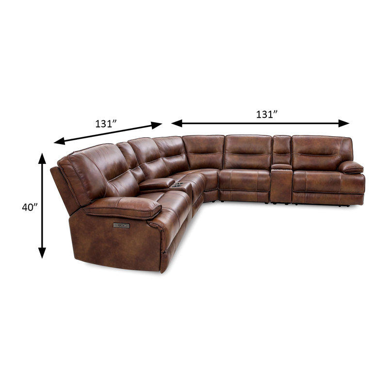 131" W Transitional Power Sectional, Brown