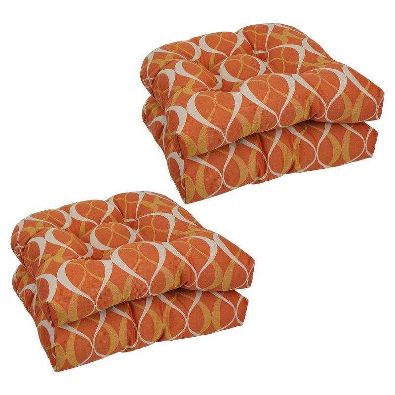 Outdoor 5'' Seat Cushion, Orange/Beige
