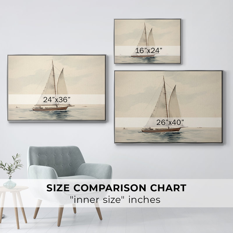 Rétro nautique-I, Silver Floater Framed Canvas, H 17 po x l 25 po x P 2 po