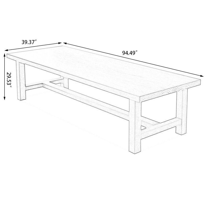 Brown Rectangular Solid Wood desk, 29.6" H x 94.5" W x 39.4" D