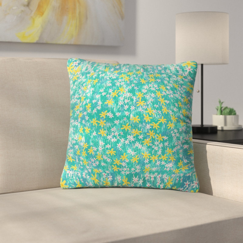 Coussin intérieur/extérieur sauvage marguerites, 18 po x 18 po