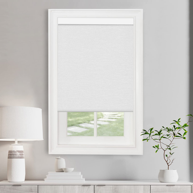 Rideau roulant occultant motorisé sans perçage, Blanc, L 46 po x L 72 po