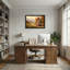 Plantes et fleurs, paysage d'automne avec camion orange et chalet-1256634965