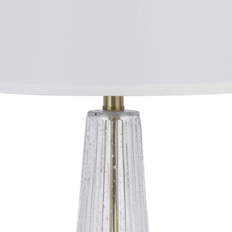 Brodick 31 Inch Table Lamp, White Shade, Tapered Glass Body, Metal Base