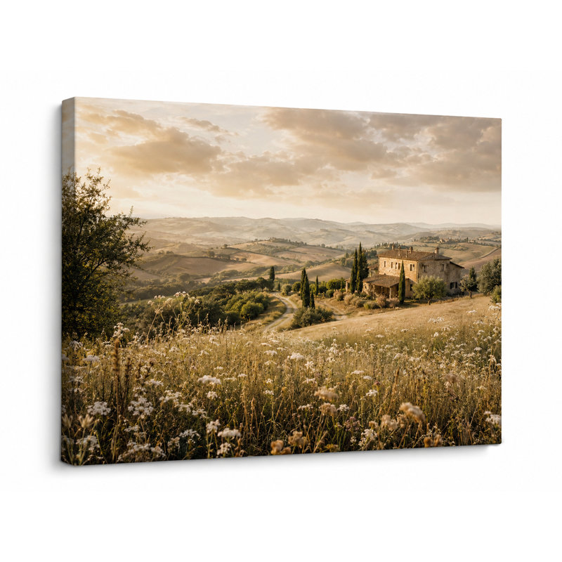 «Tuscan Hillside Retreat», campagne, impression giclée sur toile tendue, 24"H x 36"W x 1.5"D