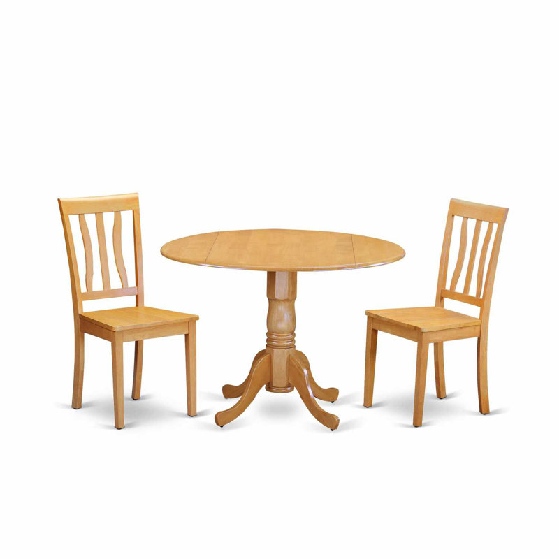 Ensemble de salle à manger 3 pièces avec plateau en bois massif à finition chêne naturel 3 pièces 4, Chêne naturel