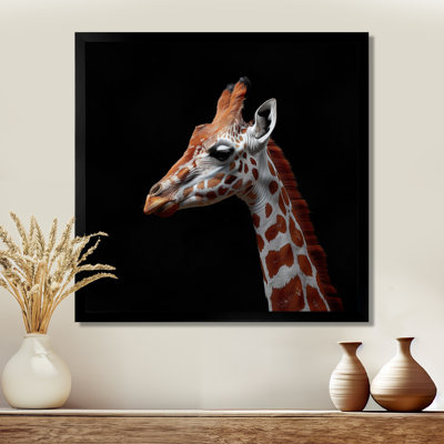 Brown Giraffe Profile On Black - Giraffe Animal Wall Decor