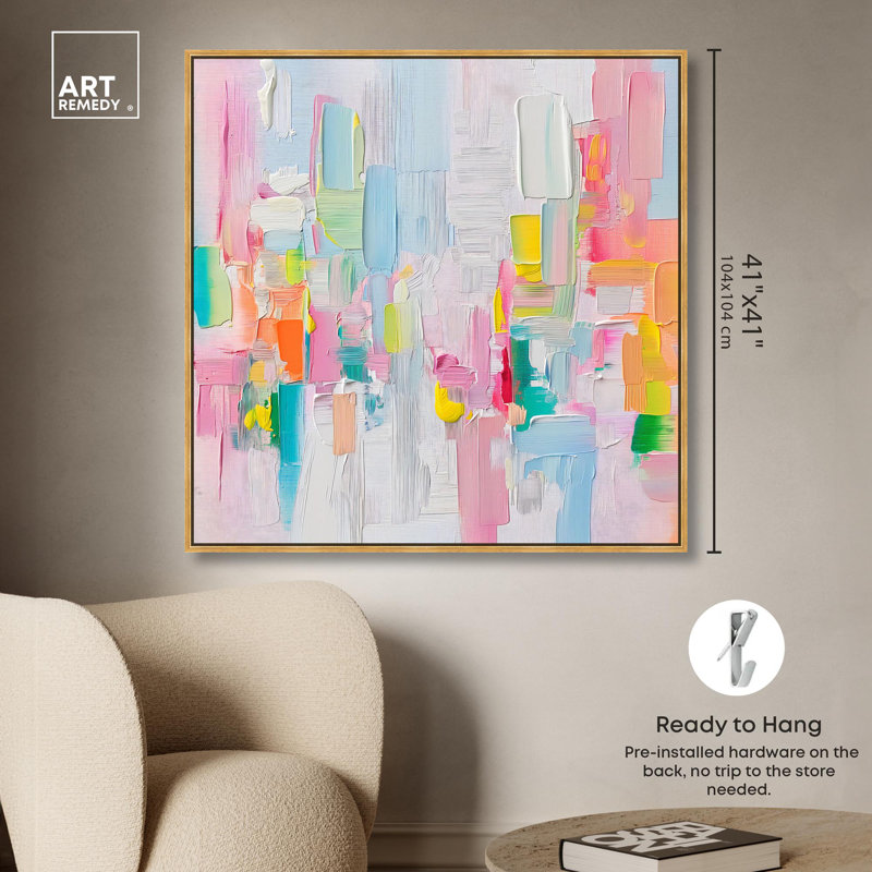 «Color Symphony II», toile, printemps par Art Remedy, H 41 po x l 41 po, Reproduction encadrée sans passe-partout, Doré