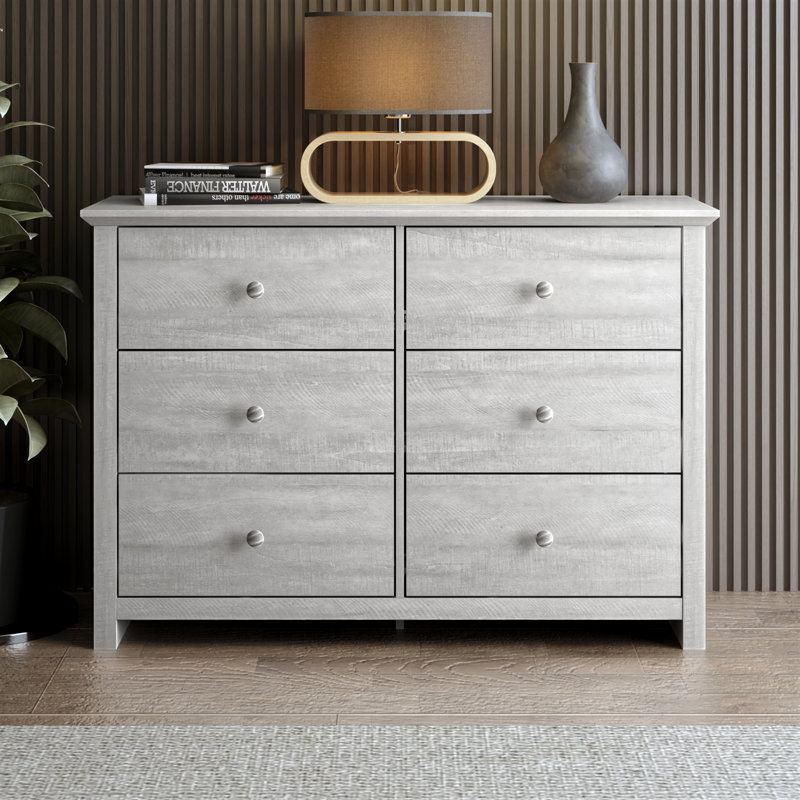 Commode double 6 tiroirs Tevrat, Chêne gris cendré