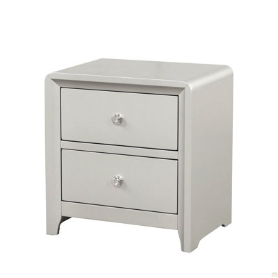 Champagne Finish 1Pc Nightstand Nickle Finish Hardware Central Metal Glide English Dovetail Drawer Contemporary Bedroom Furniture