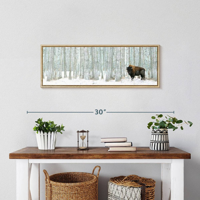 Alberta Winter, 25 po x 9 po, Cadre flottant en bois naturel