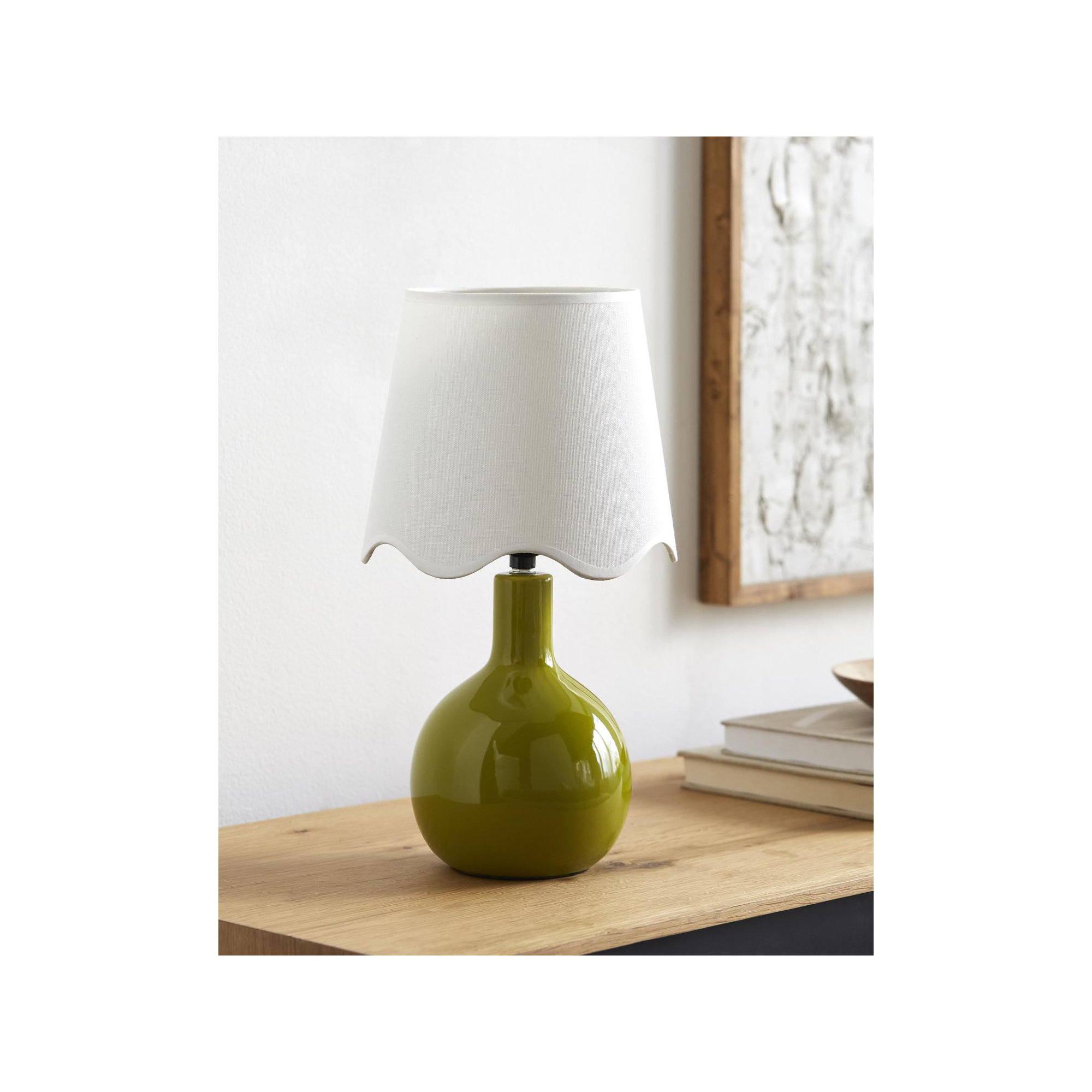 Maura Accent Table Lamp, Green, White, 15"H x 9"W x 9"D