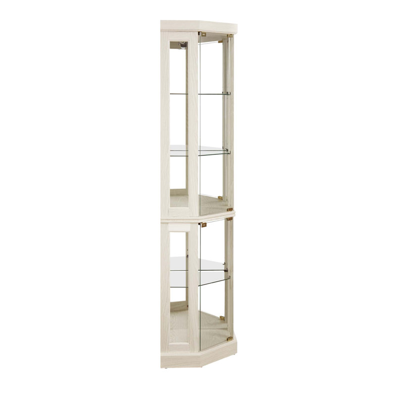 Lighted Corner Curio Cabinet - Display Case For Living Room, Collectibles, Wine & Bar Glass Storage - Elegant Corner Design With Lights Included