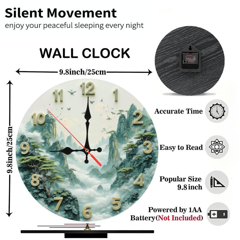 Mountain Landscape Wall Clock Artistic Home Decor