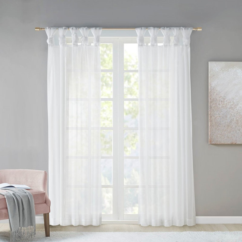 Twist Tab Voile Sheer Window Pair, 50" W x 63" L, Light Gray