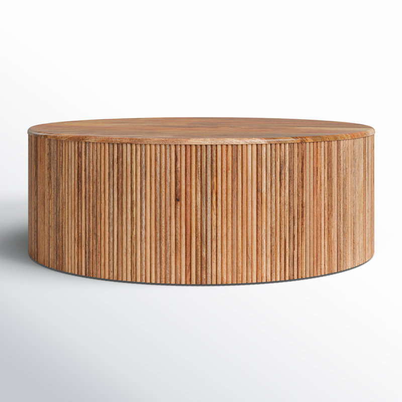 Table basse en bois massif avec rangement Belaire, Naturel