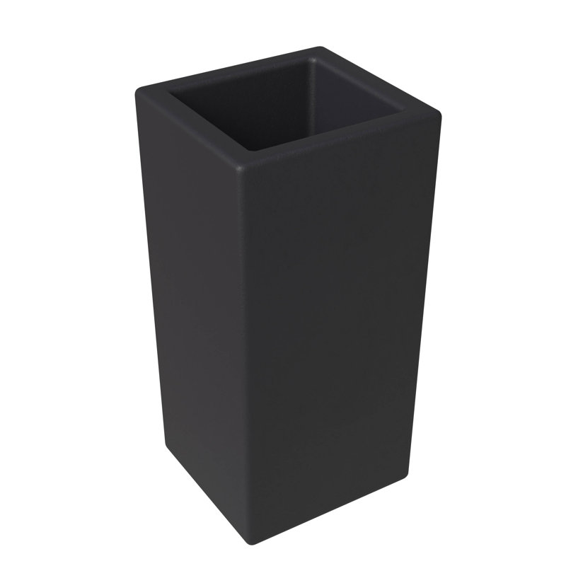 Terra Fiberstone And MGO Clay Planter, Mid-Century Modern Tall Square Planter Pot For Indoor And Outdoor, Black