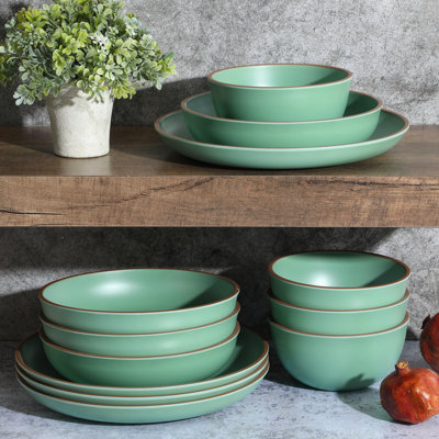 Gibson Home Rockabye 12 Piece Double Bowl Melamine Dinnerware Set